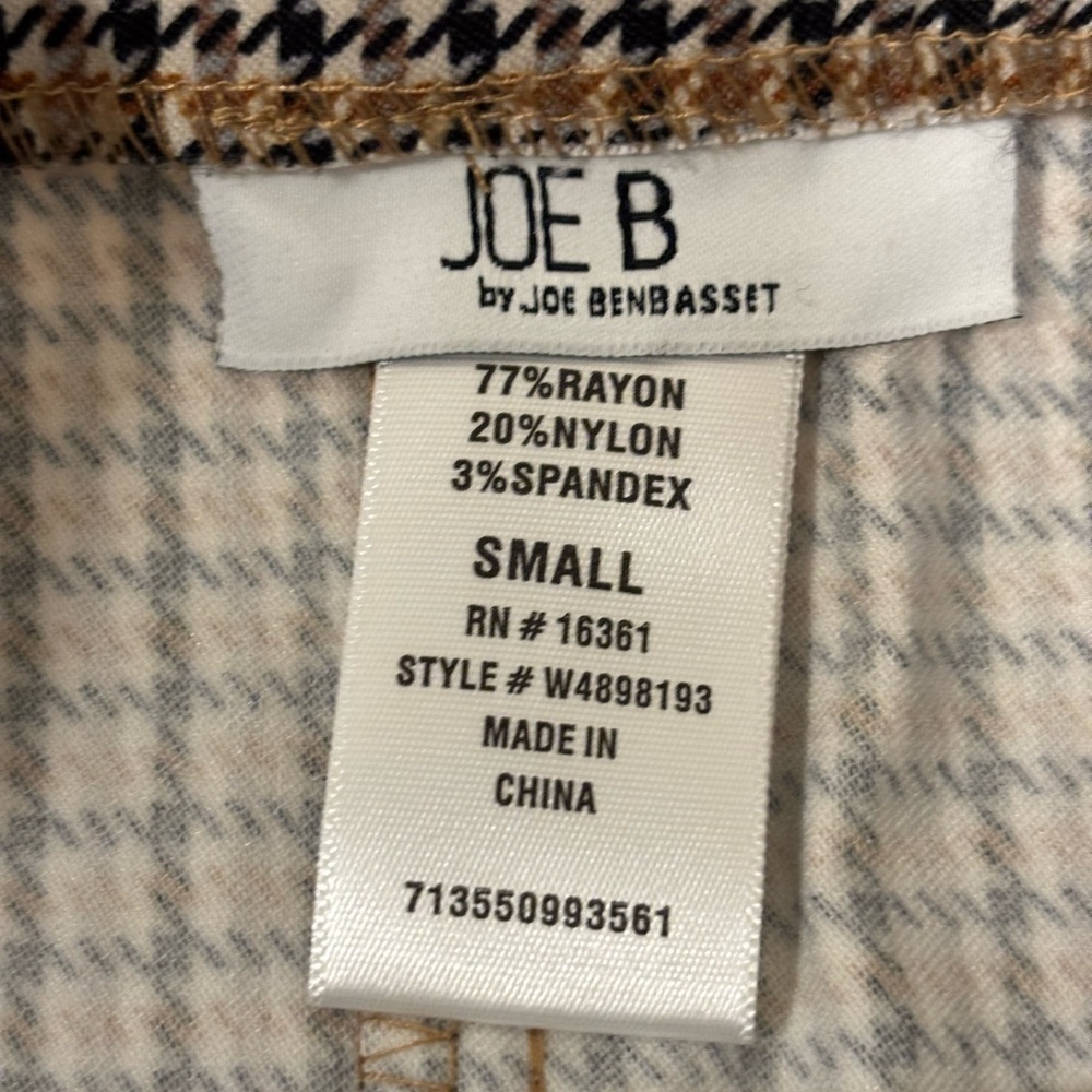 NWT Joe B by Joe Benbasset Tan Black Houndstooth Pleated Mini Skirt Size Small - Picture 5 of 9